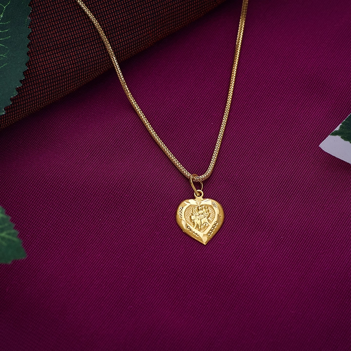Heart Shaped Maa Durga Kids Gold Pendant Locket - LKT5359SU2E81