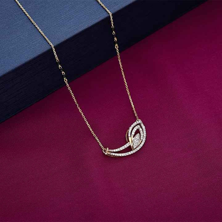 Elegant Leaf Diamond Mangalsutra - DMS0603S214